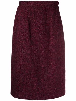 Saint Laurent Pre-Owned jupe mi-longue en laine (années 1980) - Rouge