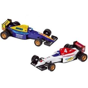 Raceauto speelgoed set van 2x stuks Formule 1 wagens 10 cm