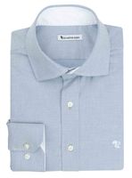 BOLOGNA - Thomas Mason 2fold blauw zware winter-oxford heren overhemd - AMERICANOXFORD 7
