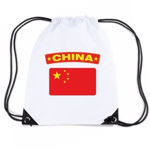 Nylon sporttas Chinese vlag wit   -