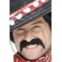 Mexicaanse/cowboy nep/plak snor - verkleden - zwart - nepsnorren - plaksnorren