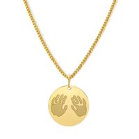 Gepersonaliseerde hand- en/of voetafdrukken ketting - Stainless steel - Goud - Rond 18 mm - Handafdrukken