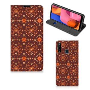 Samsung Galaxy A20s Hoesje met Magneet Batik Brown