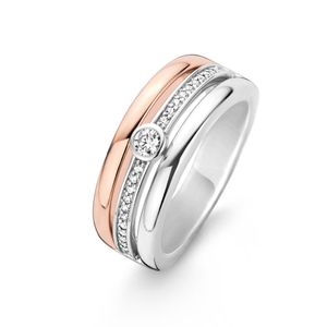 Ti Sento-Milano 12094ZR Ring met zirconia zilver- en rosekleurig Maat 56