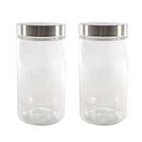 Set van 3x stuks voorraadpotten/bewaarpotten?1700 ml glas met Rvs deksel