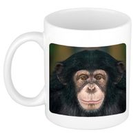 Dieren foto mok leuke chimpansee - apen beker wit 300 ml