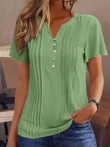 Buckle Loose Casual Plain Notched Shirt