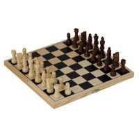 Houten schaakbord opvouwbaar 26 x 26 cm inclusief schaakstukken - thumbnail