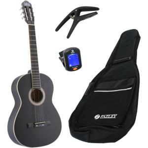 LaPaz C30BK klassieke gitaar 4/4-formaat zwart + gigbag + accessoires