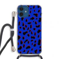 Blue Leopard: iPhone 12 mini Transparant Hoesje met koord