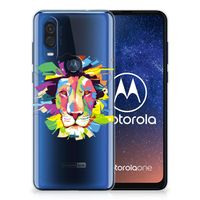 Motorola One Vision Telefoonhoesje met Naam Lion Color