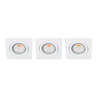 Set 3x Bella Ondiepe LED spot kantelbaar 5Watt vierkant WIT dimbaar