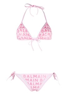 Balmain bikini à logo imprimé - Rose