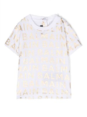 Balmain Kids t-shirt en coton à logo imprimé - Blanc