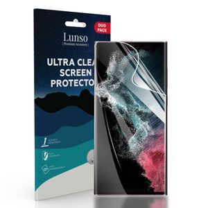 Lunso - Samsung Galaxy S23 Ultra - Duo Pack (2 stuks) Beschermfolie - Full Cover Screen protector