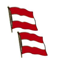 Pin Vlag Oostenrijk - 2x - 2 cm - vlaggen speldje - supporter - mini broche