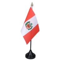 Vlag Peru tafelvlaggetjes - 1x stuks - 10 x 15 cm vlag - met zwarte standaard