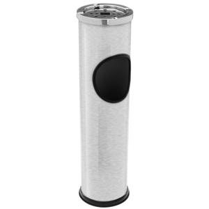 Staande asbak - zilver - 56 cm - RVS - met afvalbakje - Terrasasbak