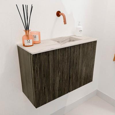 Toiletmeubel Mondiaz Joya Dlux | 60 cm | Meubelkleur Shadow | Faye wastafel Nata Wasbak Rechts | Zonder kraangat(en)
