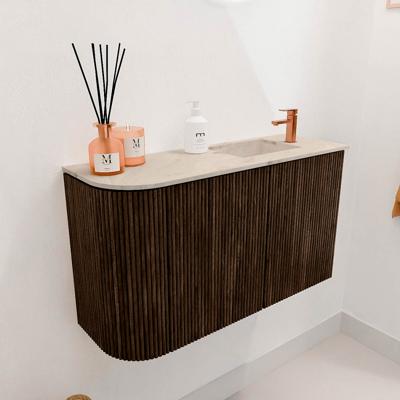 Toiletmeubel Mondiaz Joya Dlux | 71.6 cm | Meubelkleur Walnut | Faye wastafel Frappe Wasbak Rechts | 1 kraangat