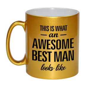 Awesome best man cadeau mok / beker voor bruiloft getuige goud 330 ml