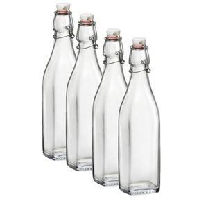 6x Beugelflessen/weckflessen transparant 500 ml vierkant