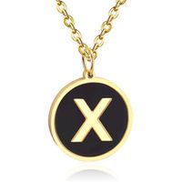 Goudkleurige Dames Schakelketting met Zwarte Kettinghanger Letter X