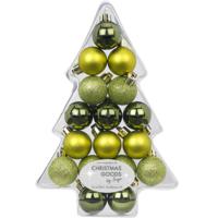 Kerstballen - klein - 17x st - groen - D3 cm - kunststof - kerstversiering - thumbnail