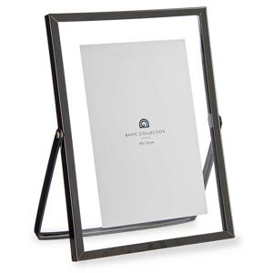 Giftdecor Fotolijstje voor 10 x 15 cm foto - zwart - metaal - Modern - frame 16 x 21 cm - staand