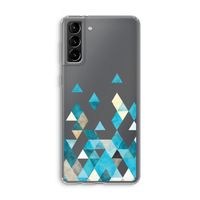 Gekleurde driehoekjes blauw: Samsung Galaxy S21 Plus Transparant Hoesje
