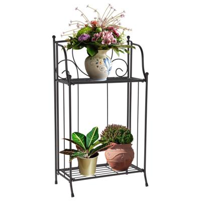 Plantenrek / hoge plantentafel - zwart - metaal - opvouwbaar - 34 x 18 x 65 cm