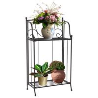 Plantenrek / hoge plantentafel - zwart - metaal - opvouwbaar - 34 x 18 x 65 cm