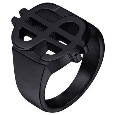 Edelstaal heren ring US Dollar Zwart-19mm