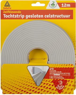 Tochtstrip gesloten struc. grijs 12m - Deltafix