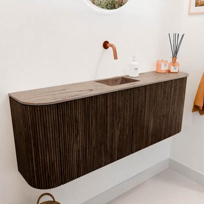 Toiletmeubel Mondiaz Joya Dlux | 113.2 cm | Meubelkleur Walnut | Faye wastafel Arena Wasbak Midden | Zonder kraangat(en)