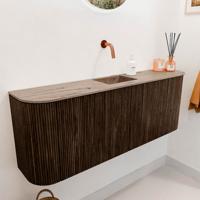 Toiletmeubel Mondiaz Joya Dlux | 113.2 cm | Meubelkleur Walnut | Faye wastafel Arena Wasbak Midden | Zonder kraangat(en)
