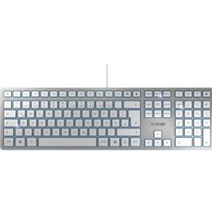 CHERRY KC 6000 Slim toetsenbord USB Amerikaans Engels Zilver, Wit