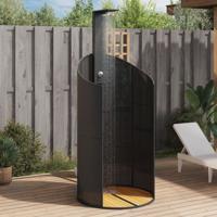 VidaXL Buitendouche 100x100x241,5 cm poly rattan en acaciahout zwart VidaXL Buitendouche 100x100x241,5 cm poly rattan en acaciahout zwart