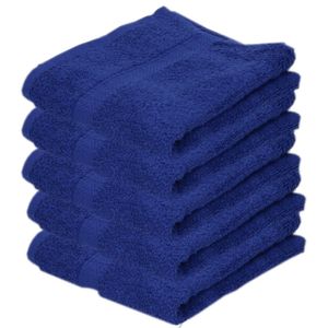 5x Luxe handdoeken blauw 50 x 90 cm 550 grams