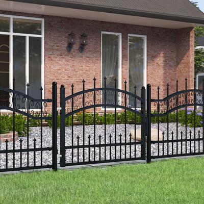 VidaXL Poort met spijlpunten 103x120 cm gepoedercoat staal zwart