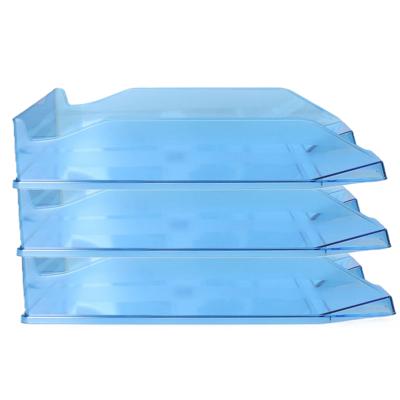 Kantoor Brievenbakjes - 4x - A4 formaat - kunststof - Blauw - Stapelbaar - Documenten bakjes