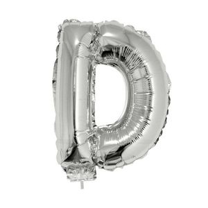 Opblaasbare letter ballons zilver 41 cm