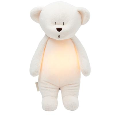 Moonie The Humming Bear Cream | 28 cm | Hartslag en ruis knuffel met huilsensor en licht