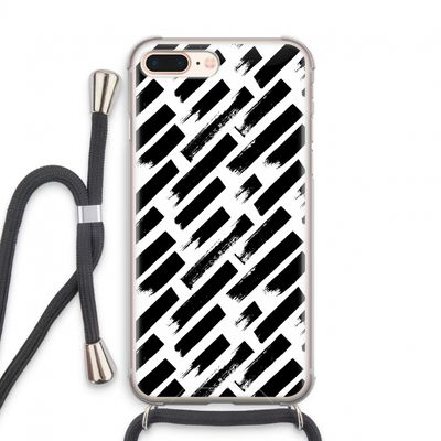 Zwarte vegen: iPhone 8 Plus Transparant Hoesje met koord