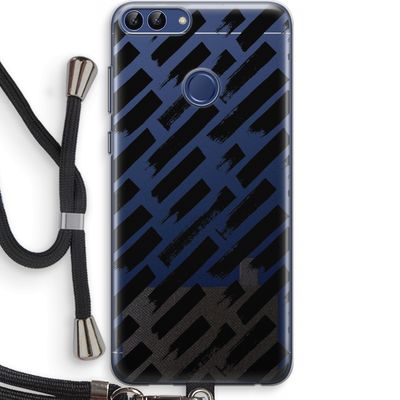Zwarte vegen: Huawei P Smart (2018) Transparant Hoesje met koord