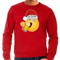Foute Kersttrui/sweater voor heren - bier - rood - grappig - emoji