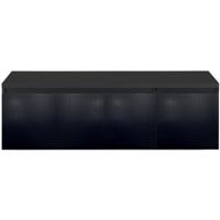 Frozen 3D Badmeubelset 140 cm - Greeplijst in Kleur - Wastafel Onderkast met Bovenblad Zwart Mat