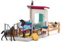 Schleich Horse Club - Paardenbox met merrie en veulen speelfiguur - thumbnail