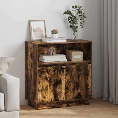 Dressoir met LED Gerookt eiken 71 x 34,5 x 75 cm Bewerkt hout