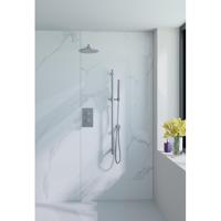 Fortifura Calvi Inbouw Regendoucheset - thermostatisch - wandarm - glijstang - 25cm hoofddouche - staaf handdouche - metalen doucheslang - geborsteld RVS PVD SW720561/SW720554/SW1159493/SW706208/SW767489/SW11